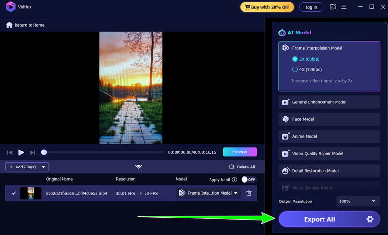 Tümünü Dışa Aktar Düğmesi Vidmore