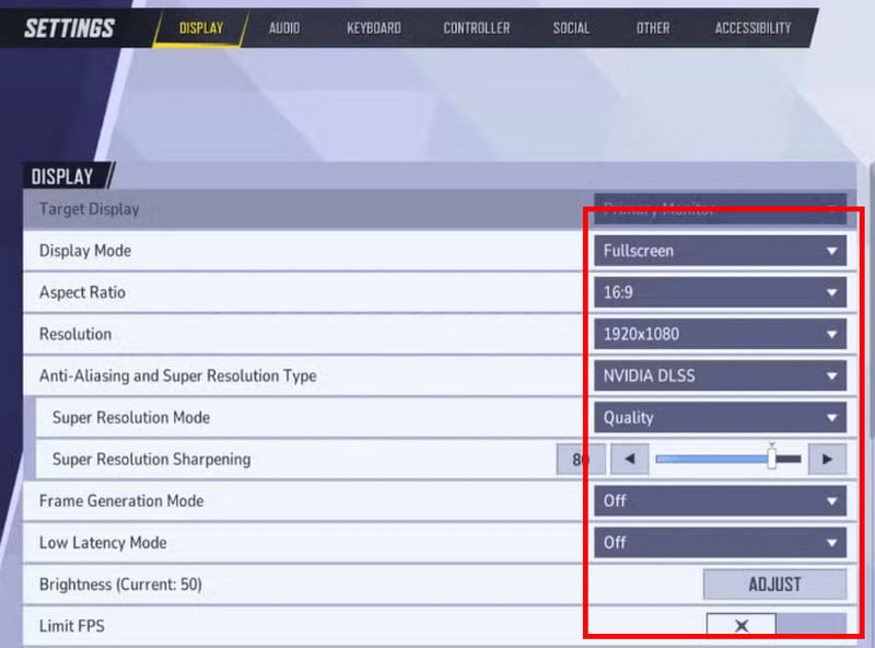 Kijelzőbeállításhoz