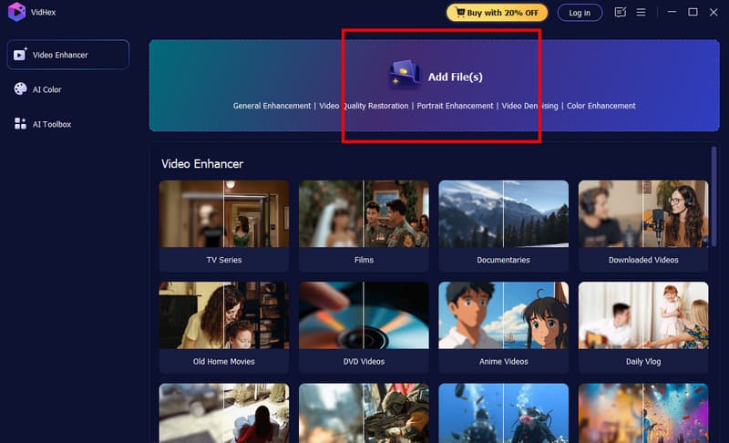 Tilføj filer Vidmore
