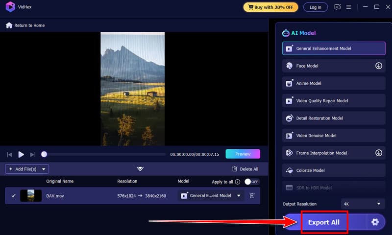 Eksporter video Vidmore