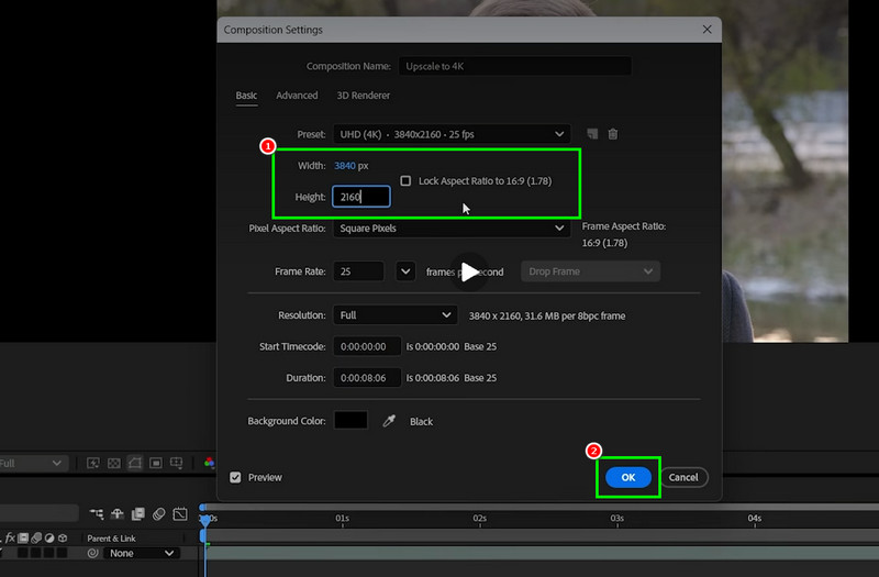 Kompositionsindstillinger After Effects