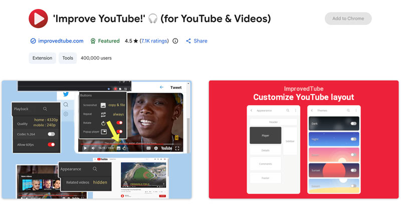 Îmbunătățiți extensia YouTube pentru Chrome