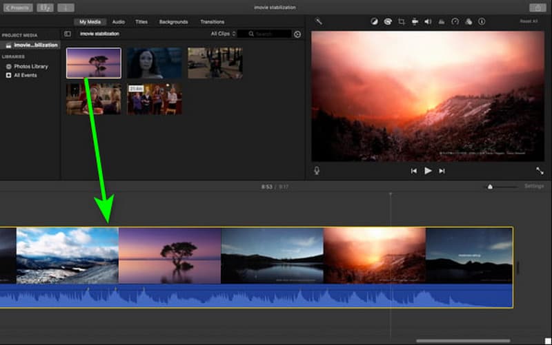 Импорт видео Imovie