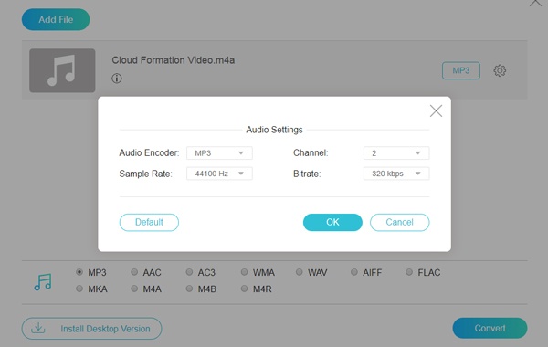 Configuración de MP3 en línea