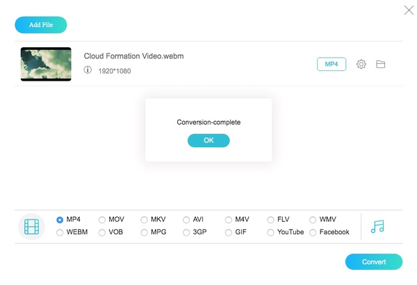 Converti WebM in MP4 online gratuitamente