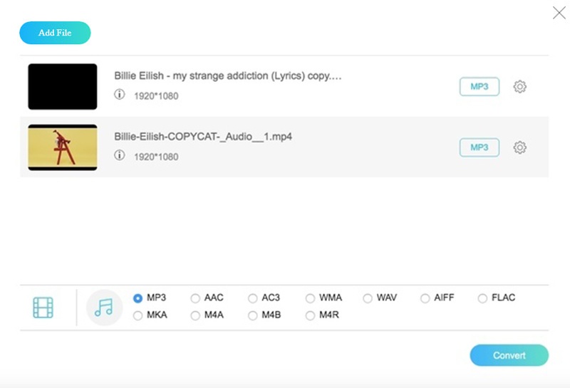 Set MP3 as Output format