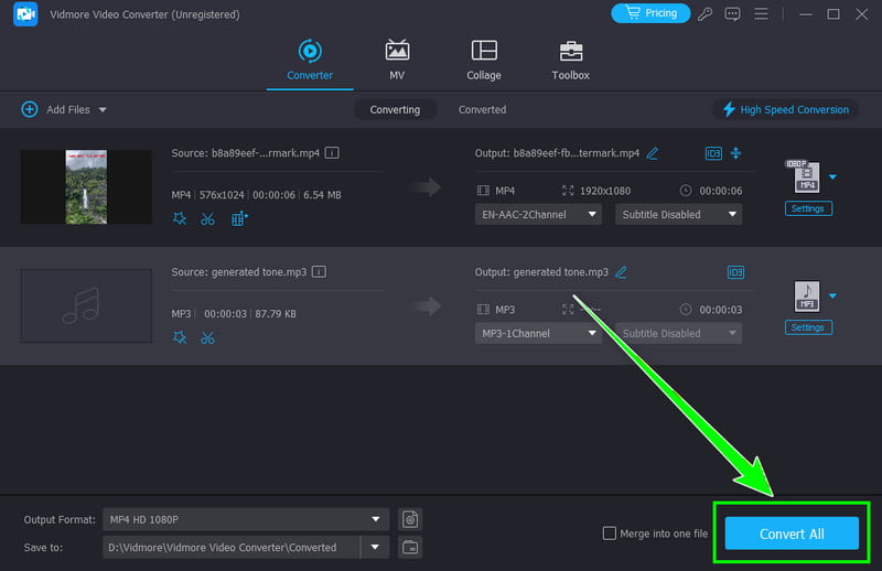 Chuyển đổi tất cả tùy chọn Vidmore