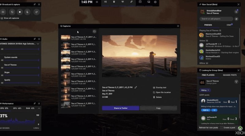 Registratore di giochi Xbox Game Bar