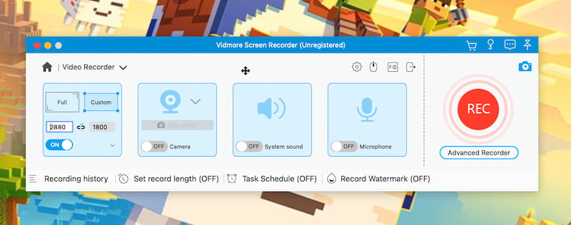 Înregistrator de ecran Vidmore pentru Minecraft