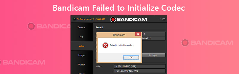 Bandicam kunde inte initialisera Codec