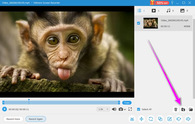 Сохранить Экспорт Захваченный экран Vidmore