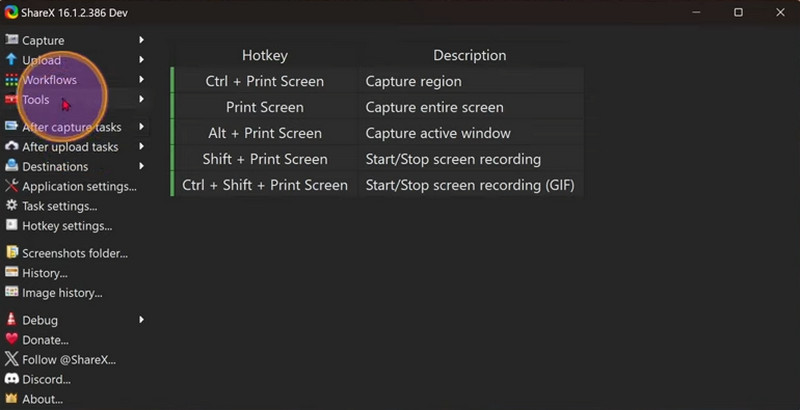 Záznamník obrazovky Sharex