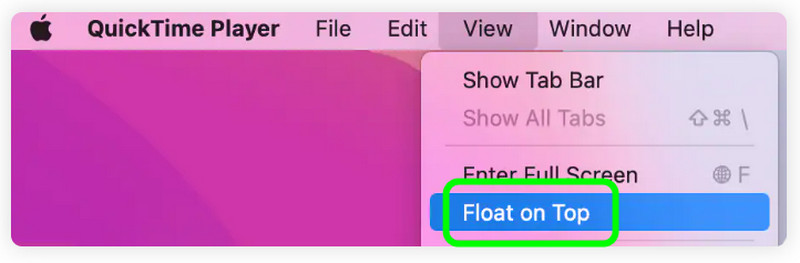 Exibir Float On Top Quicktime