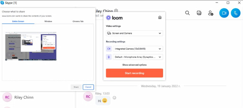 Perakam Skrin Loom Perakam Panggilan Skype