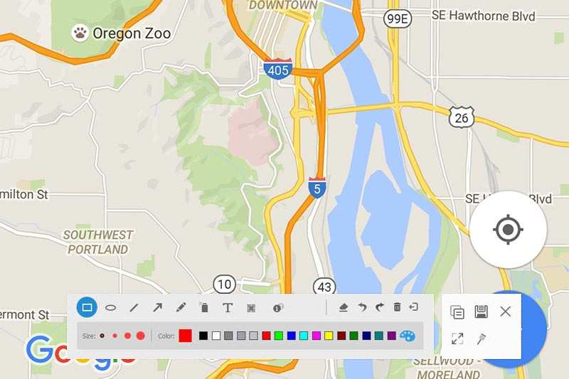 स्क्रीनशॉट Google मैप्स विंडोज संपादित करें