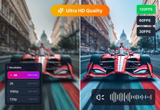 Rekam dalam Kualitas Tinggi hingga 4K