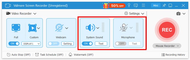 Configuración de grabación de audio