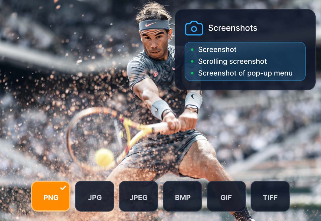 Toma capturas de pantalla con un solo clic.
