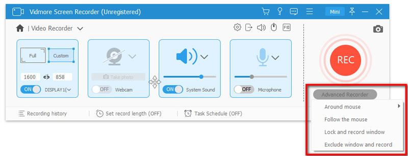 Válassza az Advanced Recorder lehetőséget