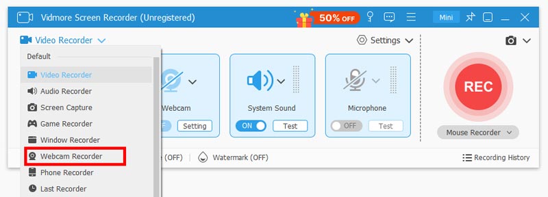 Wählen Sie Webcam Recorder