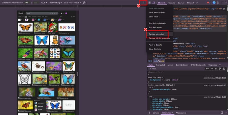 Képernyőkép-készítő fejlesztői eszköz