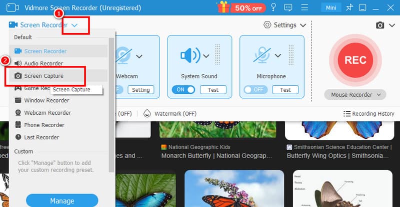 Képernyőfelvétel funkció Vidmore