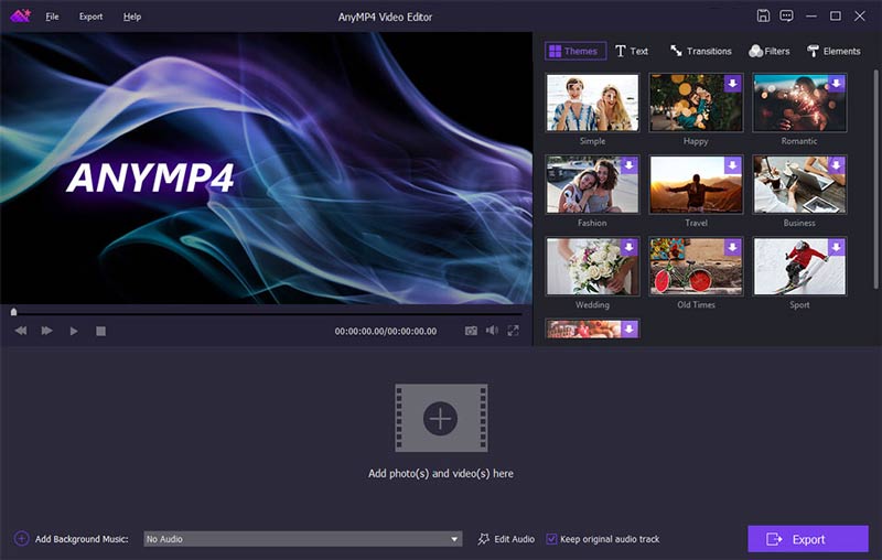 AnyMP4 Video Düzenleyici youtube video yapımcısı