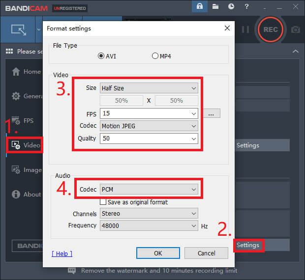 Bandicam Settings