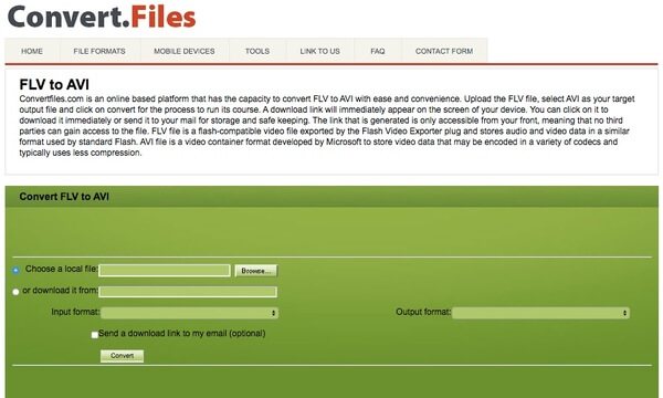 Convert files flv to avi