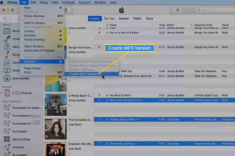 Create MP3 iTunes