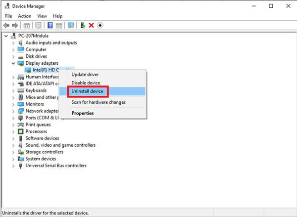 Unidades de tarjeta Graohic de Device Manager