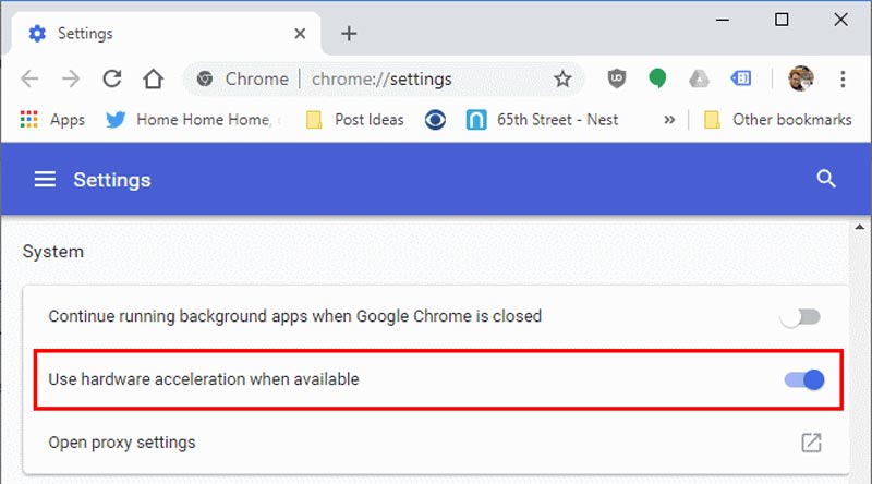 Απενεργοποίηση επιτάχυνσης υλικού Chrome