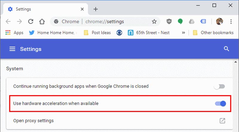 Chrome donanım hızlandırmayı devre dışı bırakın