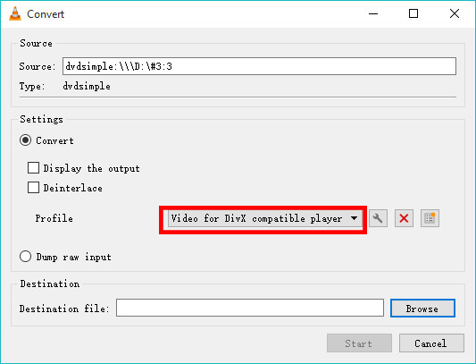 DVD to avi with vlc