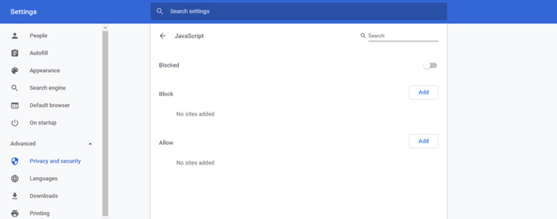 เปิดใช้งาน Chrome JavaScript