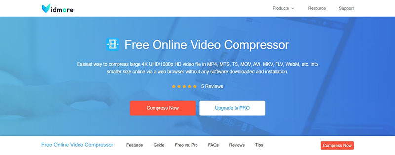 Vidmore Free Online Video Compressor Добавить файлы