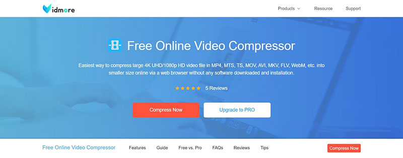 Vidmore Free Online Video Compressor إضافة ملفات