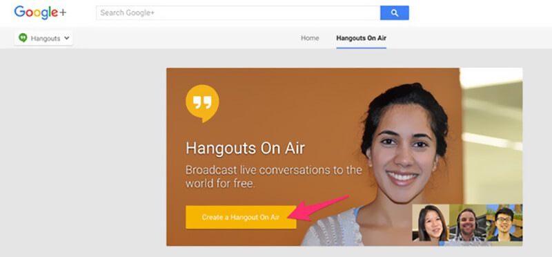 جوجل Hangout على الهواء