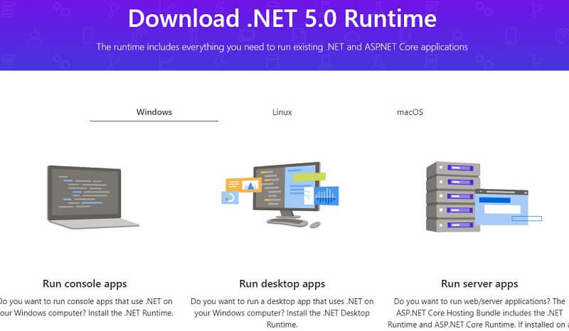 Net desktop runtime to run this application