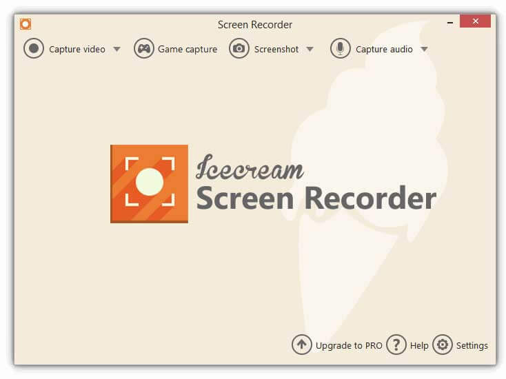 Interfaccia di Icecream Screen Recorder