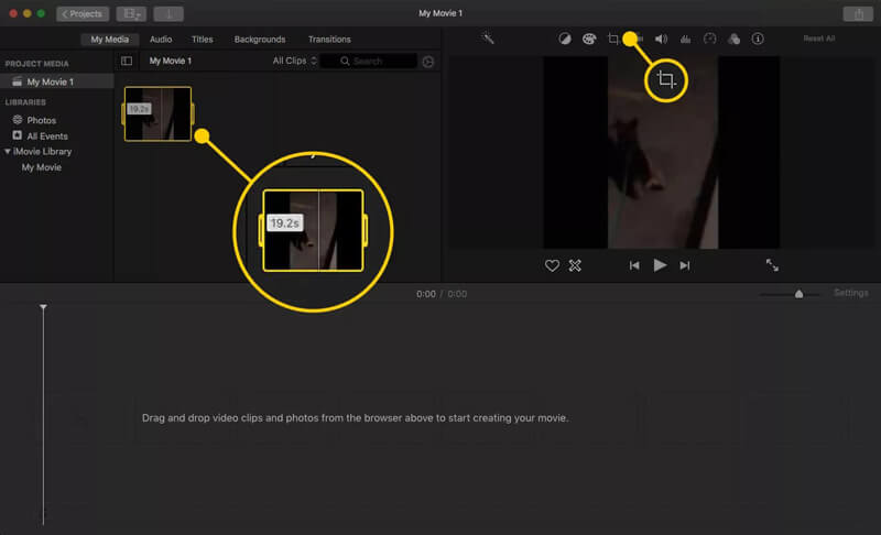 Funzione di ritaglio di iMovie