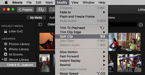 Clip iMovie Split