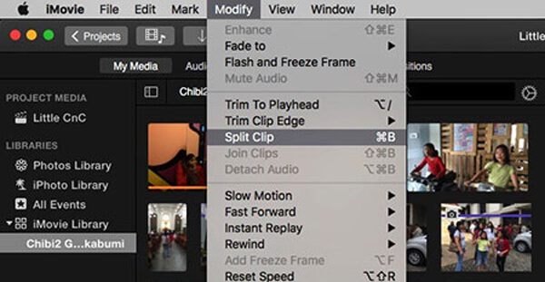 iMovie Split klip