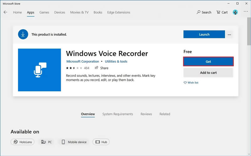ติดตั้ง Windows Voice Recorder
