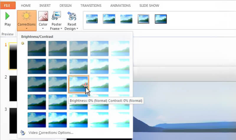 Lighten a video in powerpoint