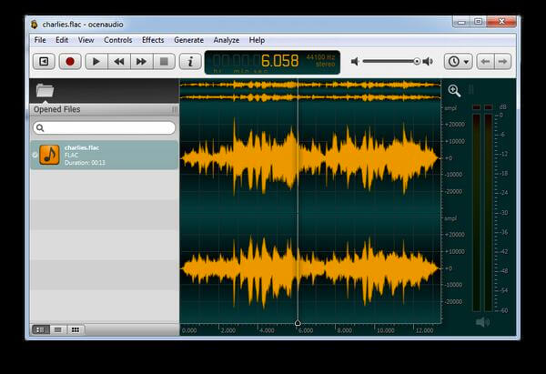 Ocenaudio interface