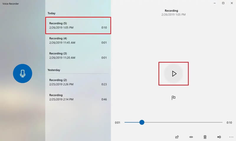 play windows 10 audio recording