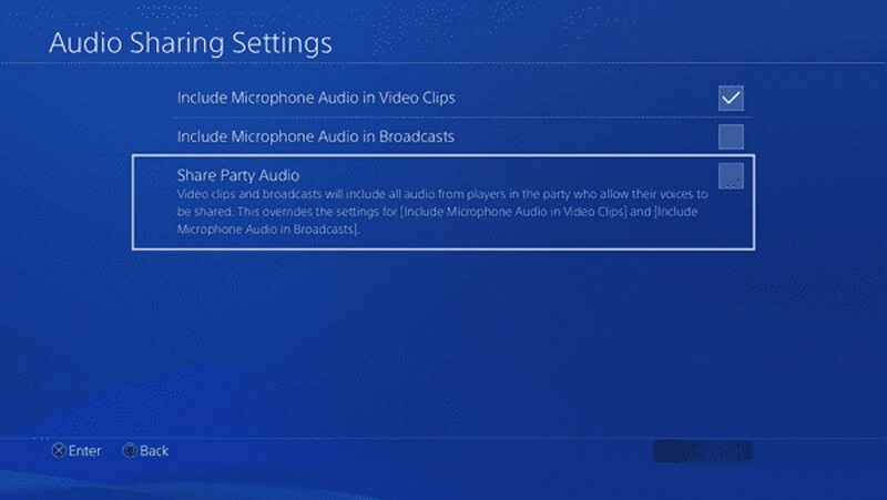 PS4 Audio Sharing Settings