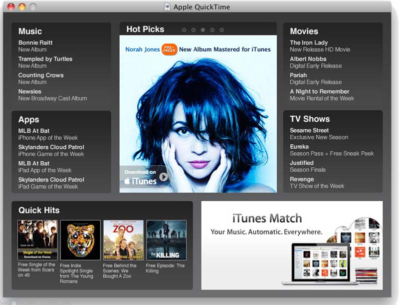 Quicktime player screenshot