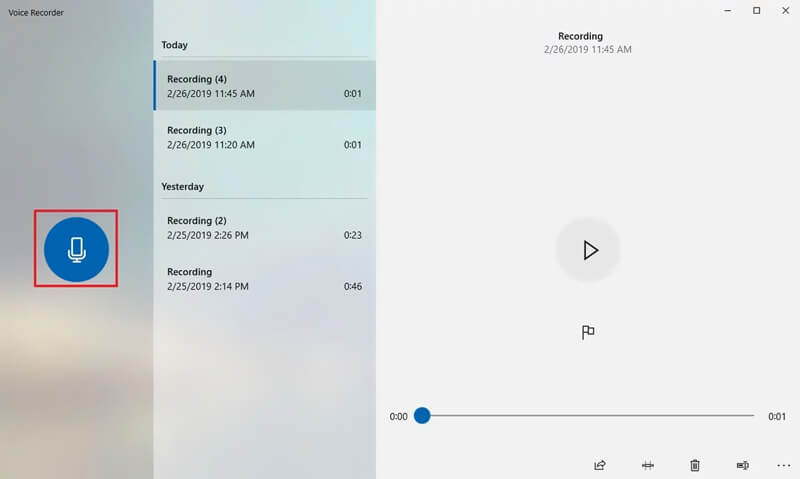 Optag lyd Windows 10 Voice Recorder